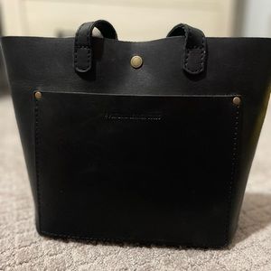 Portland Leather Goods Mini Crossbody Tote Black